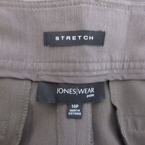 Jones Wear Stretch Womens Slacks Brown 14 Petite Back Pockets Career Easy Care - Picture 3 of 5